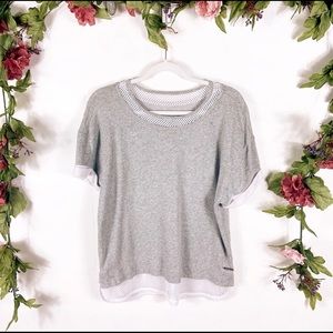 Marc New York | gray sweater perforated edge